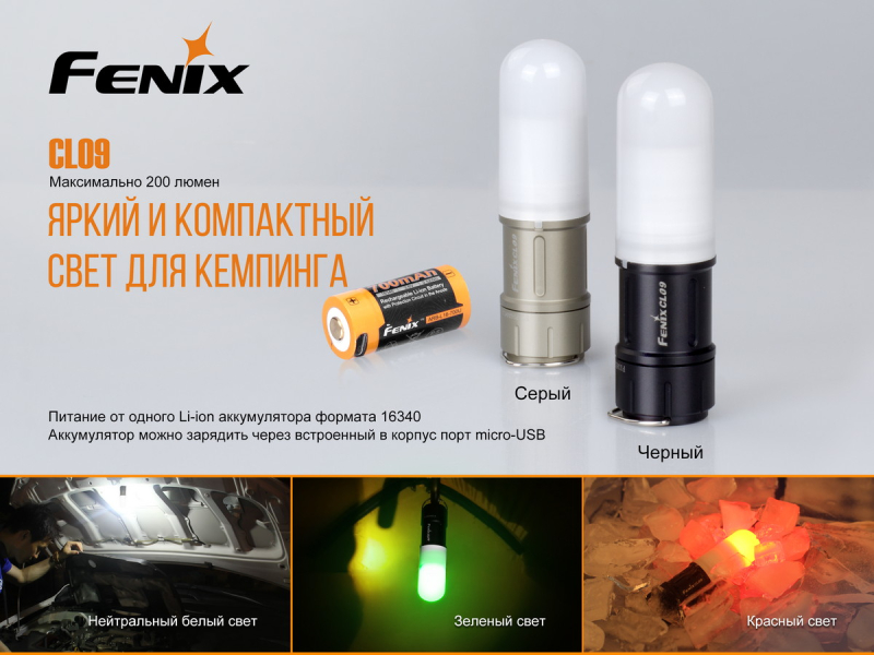 Фонарь Fenix CL09, черный, фото 4